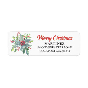 Étiquette Holly Berry Christmas Holiday Adresse de retour