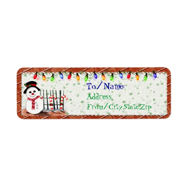 Étiquette Holly Jolly Snowman ADRESSE CADEAU (Devant)
