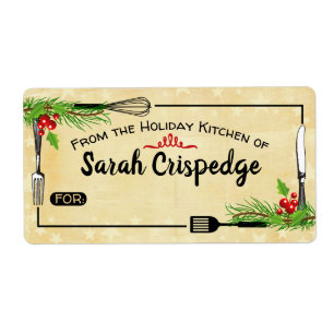 Étiquette Holly utensils Christmas food holiday baking