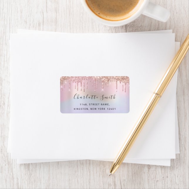 Étiquette Holographe du Rose des Mariages de la RSVP (En situation)