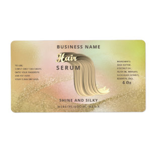 Étiquette Holographique liquide or élégant cheveux serum éti