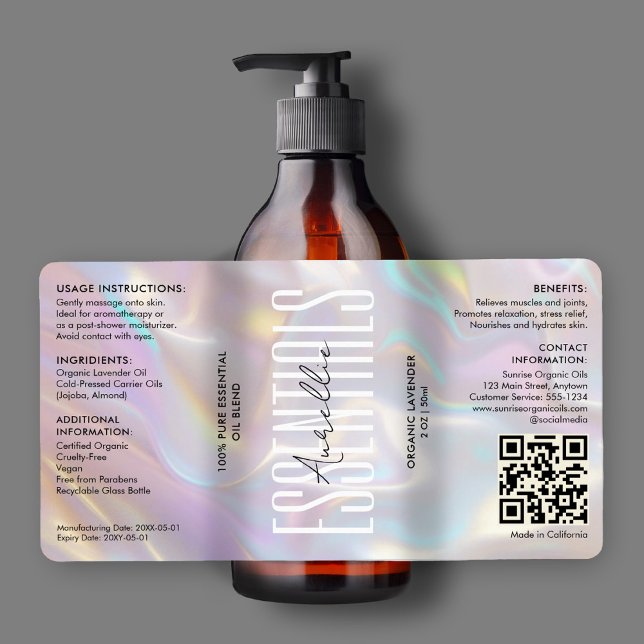 Étiquette Holographique moderne Beauté Corps de bain cosméti (Modern Holographic Beauty Bath Body Cosmetic QR Label
)