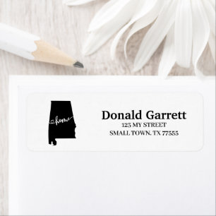 Étiquette Home State Outline Heart Alabama Adresse