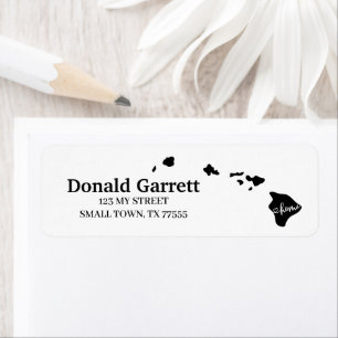 Étiquette Home State Outline Heart Hawaii Adresse