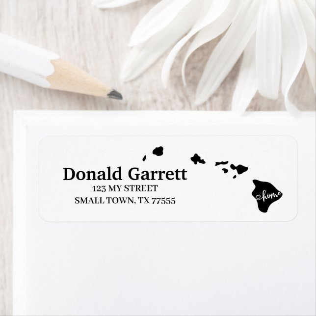 Étiquette Home State Outline Heart Hawaii Adresse (En situation)