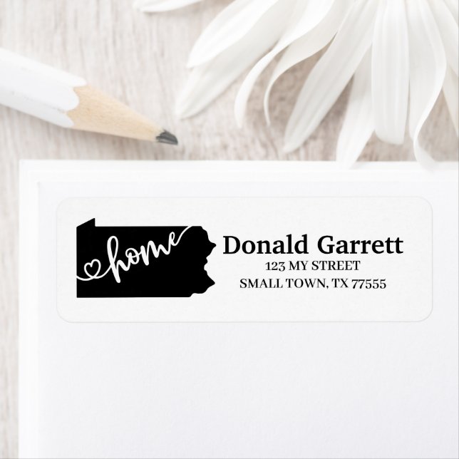 Étiquette Home State Outline Heart Pennsylvania Adresse (En situation)