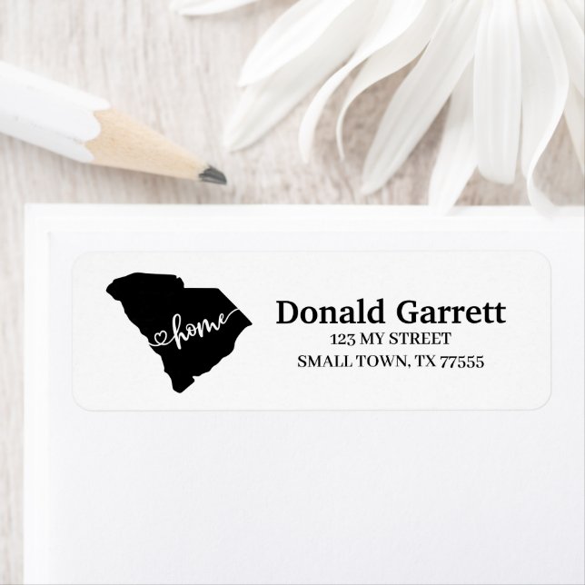 Étiquette Home State Outline Heart South Carolina Adresse (En situation)