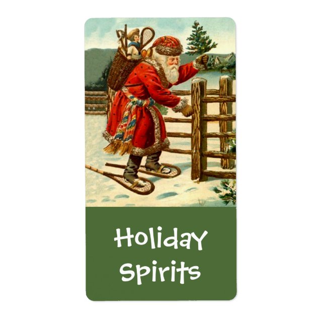 Étiquette Homebrewing Holiday Père Noël livre des spiritueux (Devant)