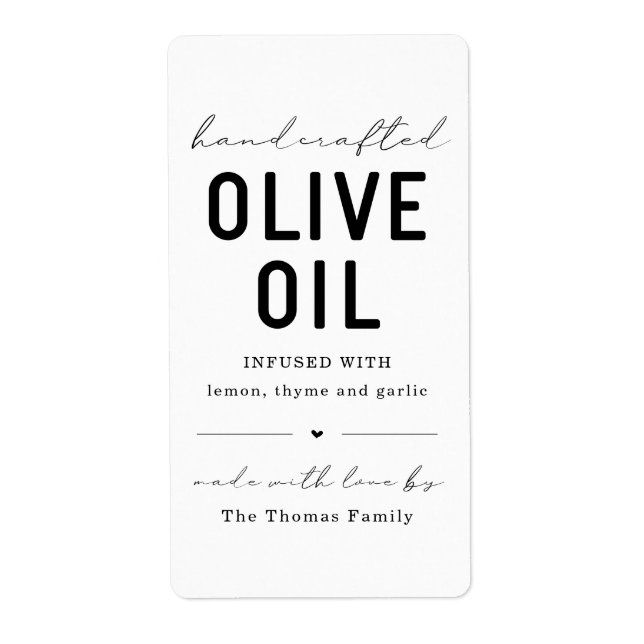 Étiquette Homemade Olive Oil Label (Devant)