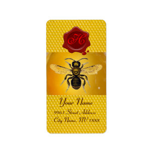 ÉTIQUETTE HONEY BEE, BEEKEEPER, MONOGRAMME DE SCEAU DE CIRE