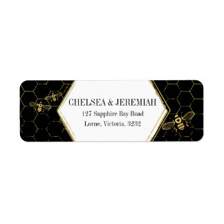 Étiquette Honey Bee Black Gold Adresse de retour personnalis