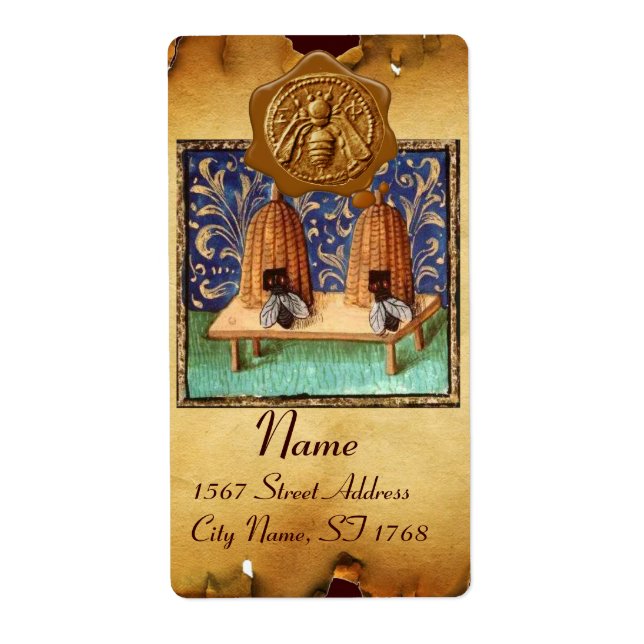 Étiquette HONEY BEE, OEUVRE DE CONSERVATION, Parchemin Brown (Devant)