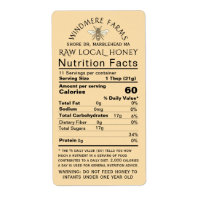 Honey Nutrition bébé Avertissement & Bee Taille de