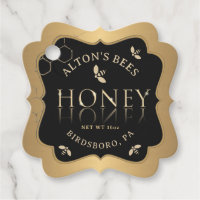 Étiquette Honeycomb d'abeilles d'or fantaisie sur