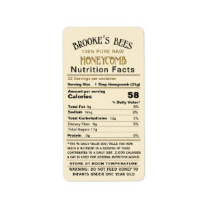 Étiquette Honeypeb Nutrition facts - Info sur le nourrisson