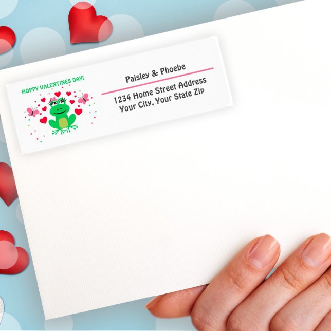 Étiquette "Hoppy" Frog Happy Valentines Day Adresse de retou (Créateur téléchargé)