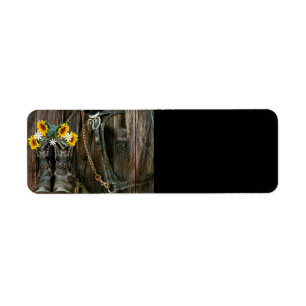 Étiquette Horse Cowboy Boots Sunflowers Rustic Barque