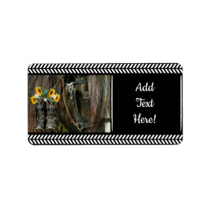 Étiquette Horse Cowboy Boots Sunflowers Rustic Barque