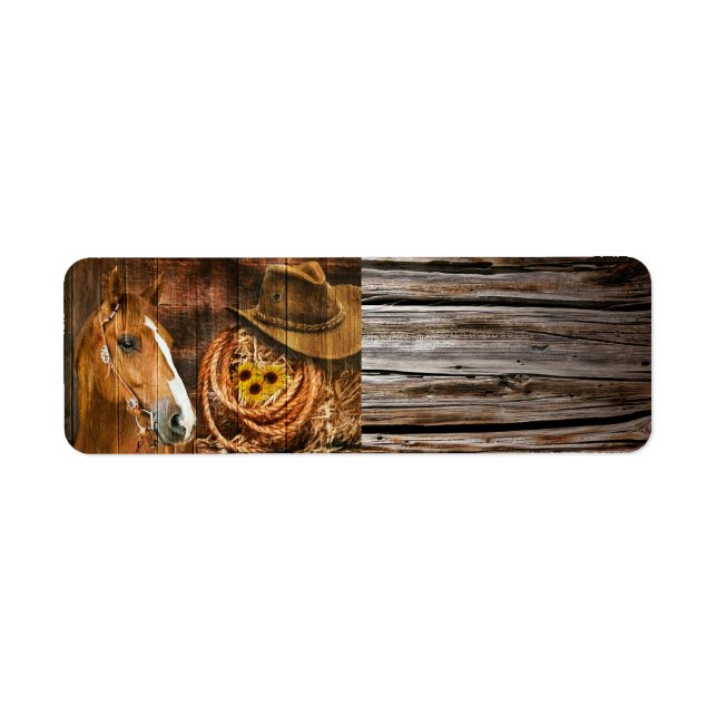 Étiquette Horse Cowboy Casquette Lasso Sunflower Rustic Barq (Devant)