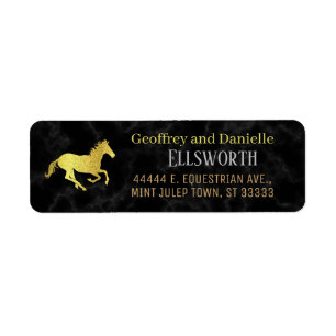 Étiquette Horse Racing Derby Black Gold Adresse de retour