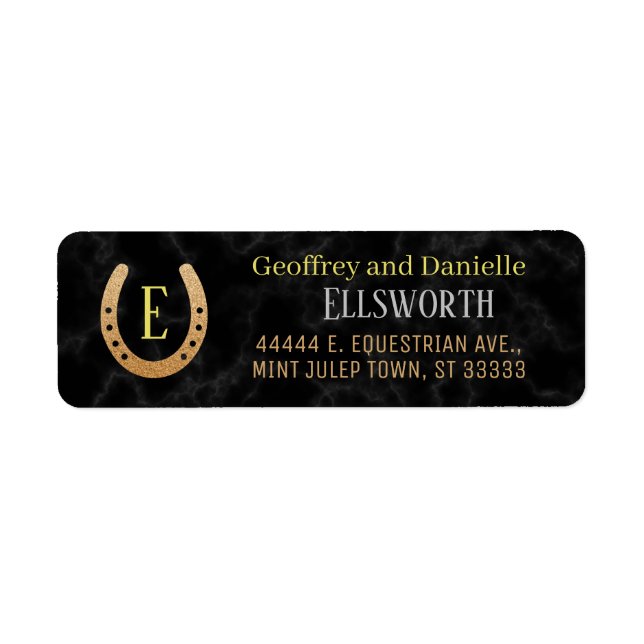 Étiquette Horseshoe Monogram Horse Racing Derby Adresse (Devant)