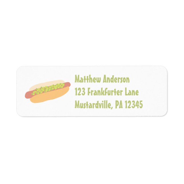 Étiquette Hot Dog avec Relish Adresse de retour personnalisé (Devant)