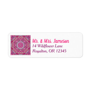 Étiquette Hot Pink, Magenta, Green et Blue Mandala Adresse