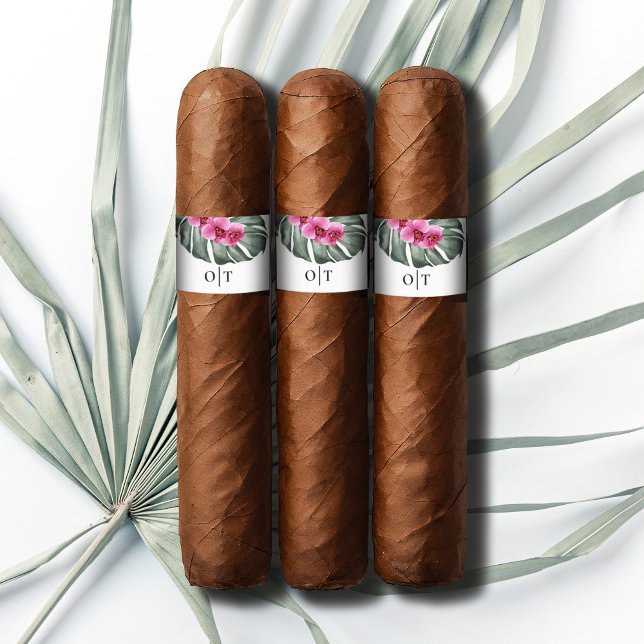Étiquette Hot Pink Orchids Tropical Wedding Cigar Band (Créateur téléchargé)
