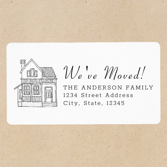 Étiquette House Portrait Moving Faire-part Adresse de retour (Créateur téléchargé)