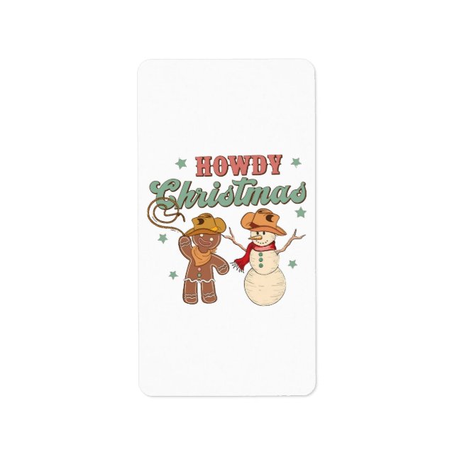 Étiquette Howdy Christmas Cowboy Snowman Western Funny (Devant)