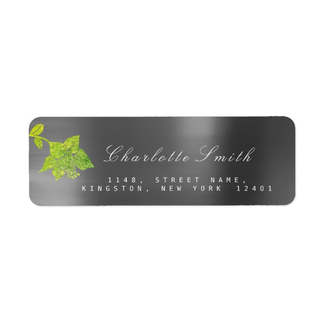Étiquette Huile d'or florale Métallée verte Lilac RSVP (Devant)
