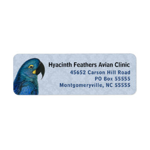 Étiquette Hyacinth Macaw Avian Business Blue Adresse de reto