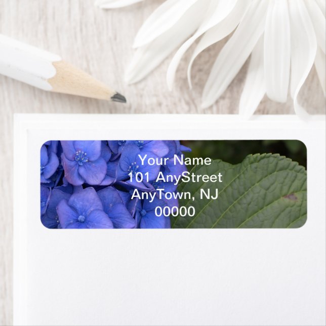 Étiquette Hydrangea Bleue Florale (En situation)