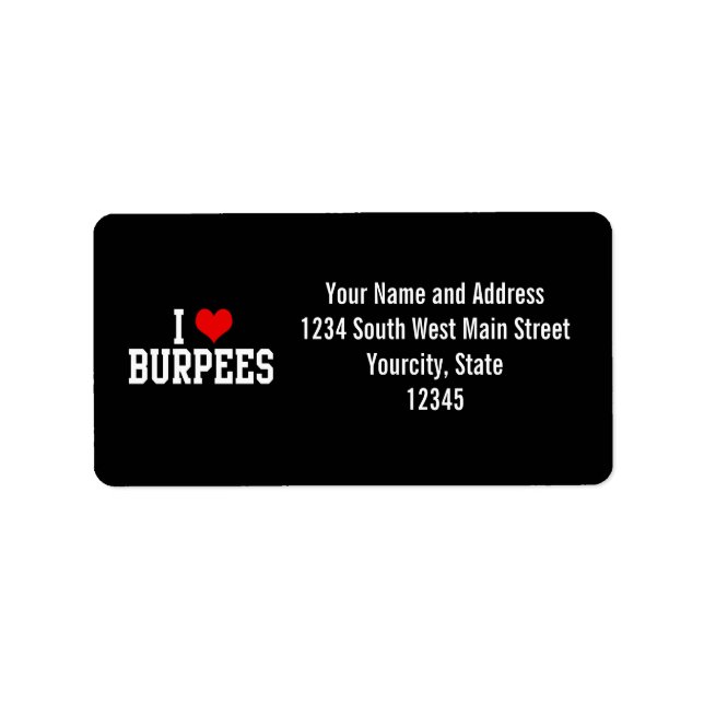 Étiquette I Love Burpees, Fitness (Devant)