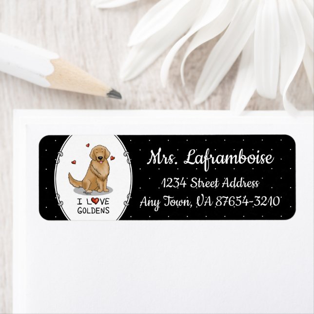 Étiquette I Love Goldens - I Love Golden Retrievers (En situation)