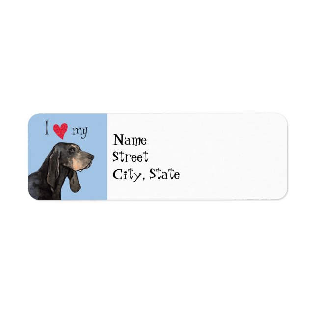 Étiquette I Love my Black and Tan Coonhound (Devant)