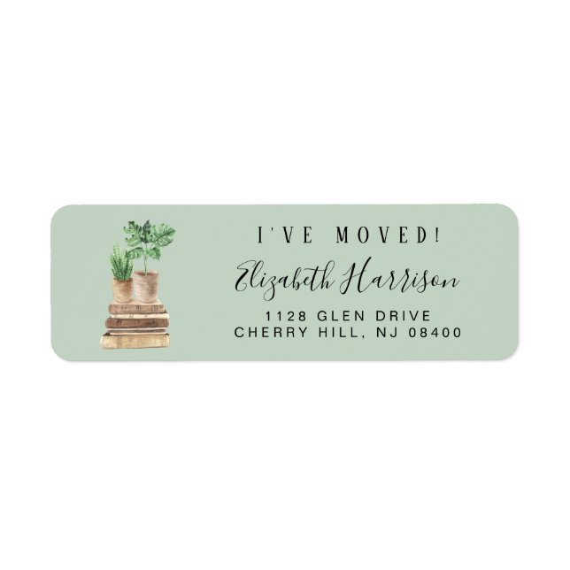 Étiquette I Moved Boho Plante Sage Adresse de retour (Devant)