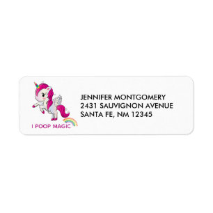 Étiquette I Poop Magic Funny Unicorne Dit