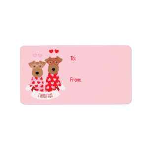 Étiquette i Woof You Valentine Wire Fox Terrier Chiens