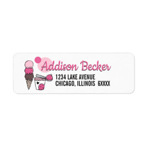 Étiquette Ice Cream Scoop Birthday Address Label