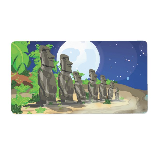 Étiquette Île de Pâques Moai (Devant)