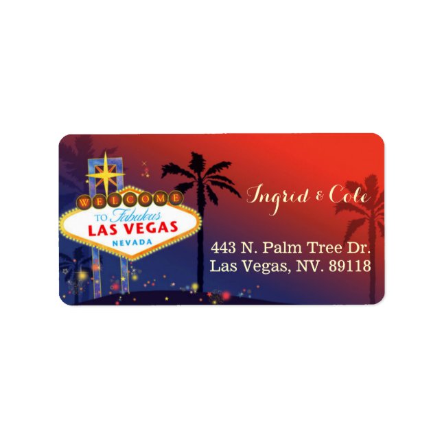 Étiquette Illustrated Twilight Las Vegas Mariage Adresse (Devant)