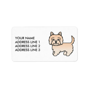 Étiquette Illustration de chien Cairn Terrier crème avec tex