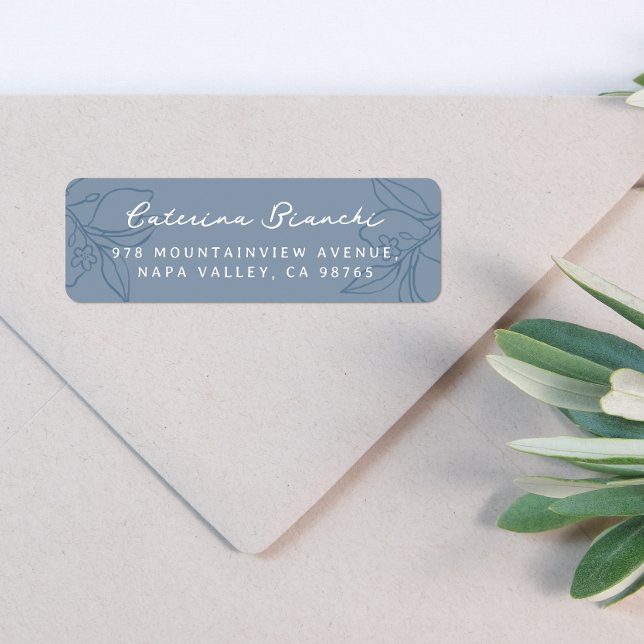 Étiquette Illustration de citron dessinée à la main bleu Adr (Return Address Label Mock-up)