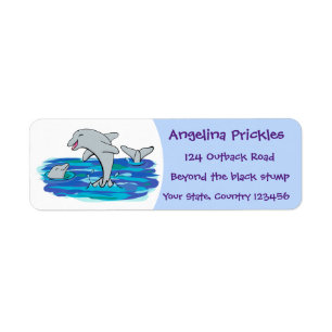 Étiquette Illustration de dauphins heureux adorables