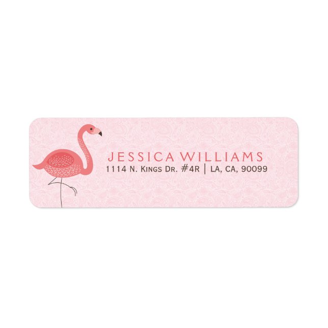Étiquette Illustration De Flamant rose Rose Cute Sur Rose (Devant)