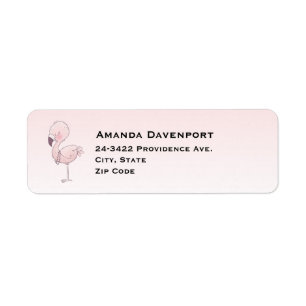 Étiquette Illustration de Flamant rose rose mou