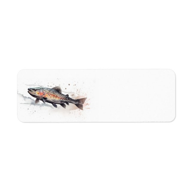 Étiquette Illustration de l'aquarelle de pêche de la truite (Devant)