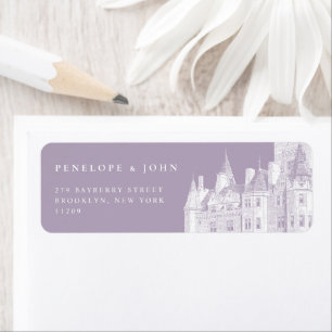 Étiquette Illustration de mariage avec un château vintage vi