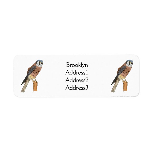 Étiquette Illustration d'oiseau américain Kestrel (Devant)